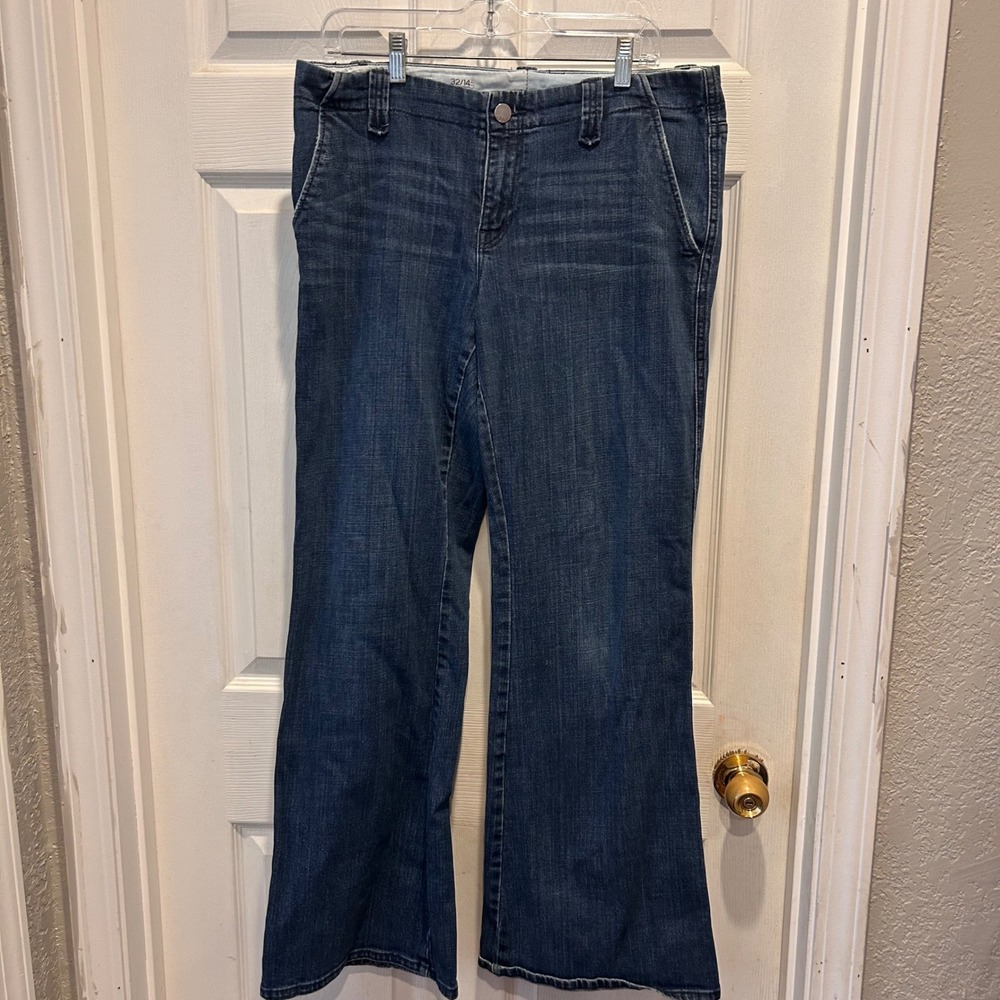 GAP 1969 Women's Mid Rise Boyfriend‎ Flare Jeans Blue Denim Size 32/14 Y2K